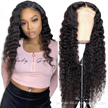 Deep Wave Raw Brazilian Virgin Human Hair Hd Full Lace Front Wig Wholesale Transparent Lace Frontal Wig For Black Women Vendor